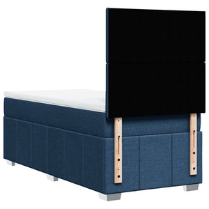 Κρεβάτι Boxspring με Στρώμα Μπλε 80x200 εκ. Υφασμάτινο - Pakobazaar