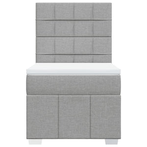 Κρεβάτι Boxspring με Στρώμα Ανοιχτό Γκρι 80x200 εκ. Υφασμάτινο - Pakobazaar