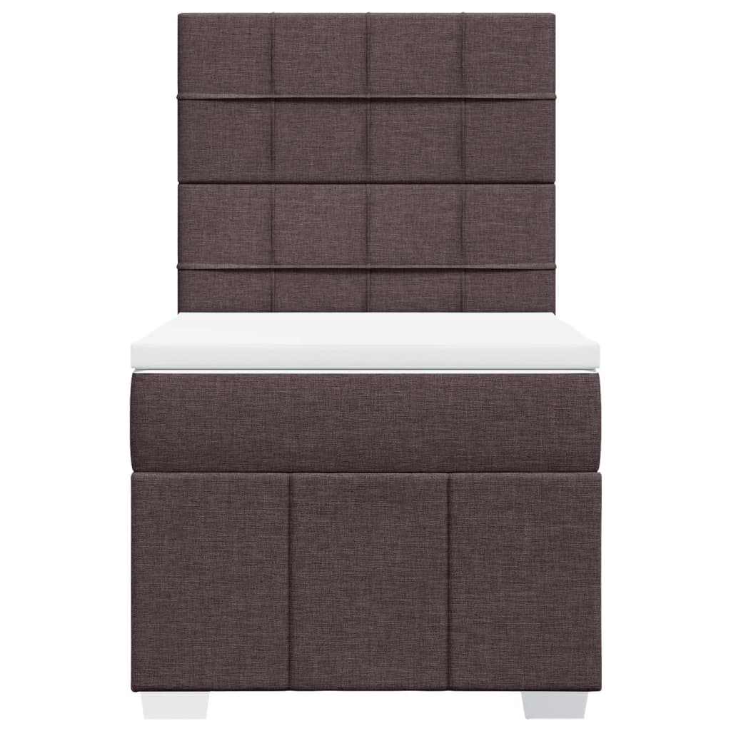 Κρεβάτι Boxspring με Στρώμα Σκούρο Καφέ 80x200 εκ. Υφασμάτινο