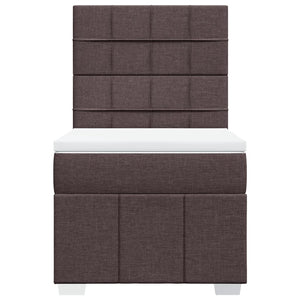 Κρεβάτι Boxspring με Στρώμα Σκούρο Καφέ 80x200 εκ. Υφασμάτινο