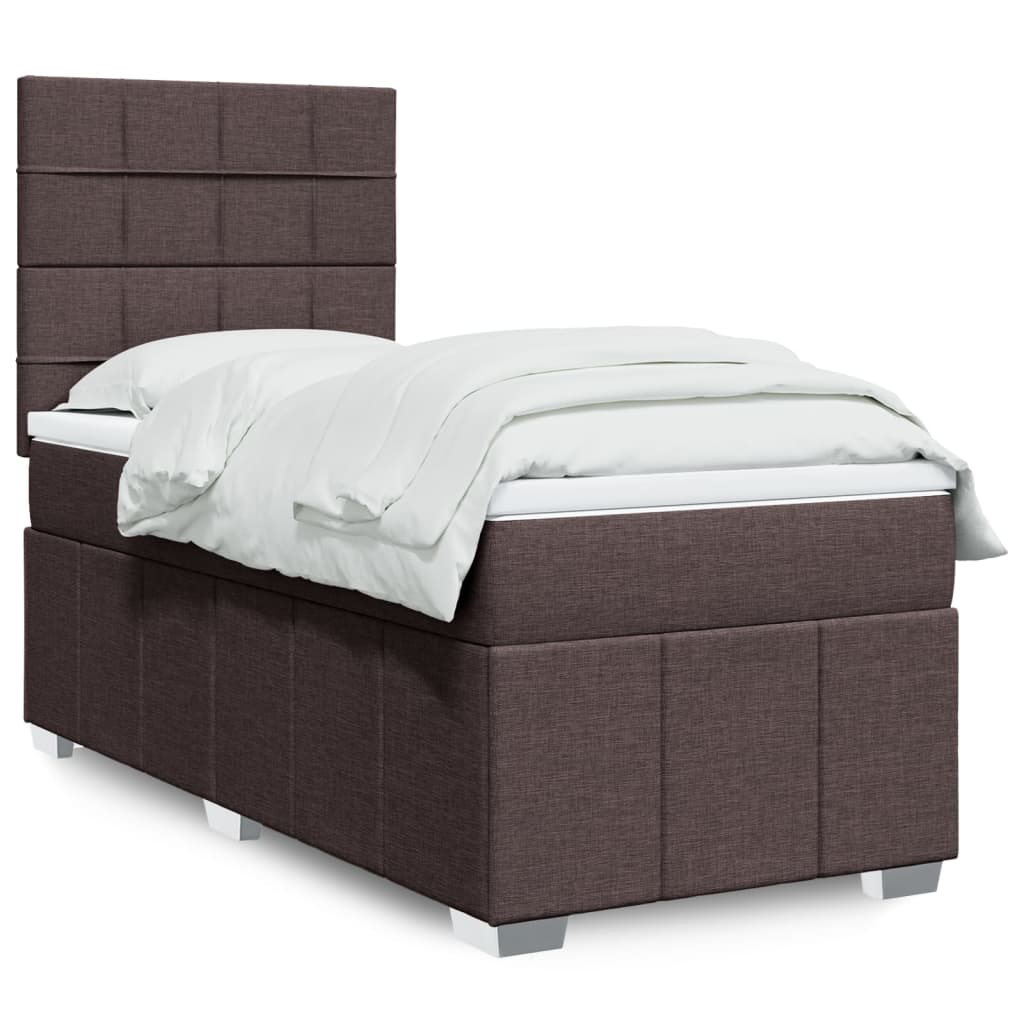 Κρεβάτι Boxspring με Στρώμα Σκούρο Καφέ 80x200 εκ. Υφασμάτινο