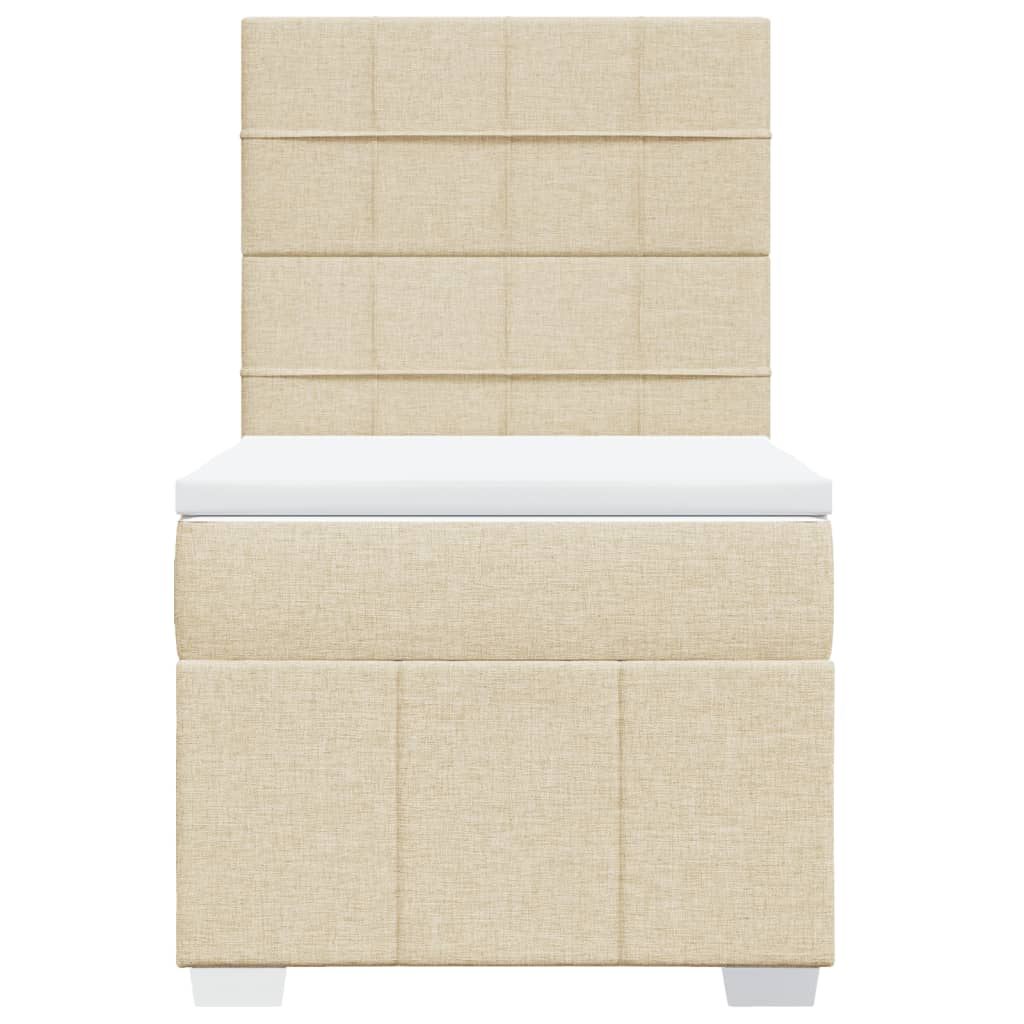 Κρεβάτι Boxspring με Στρώμα Κρεμ 80 x 200 εκ. Υφασμάτινο - Pakobazaar