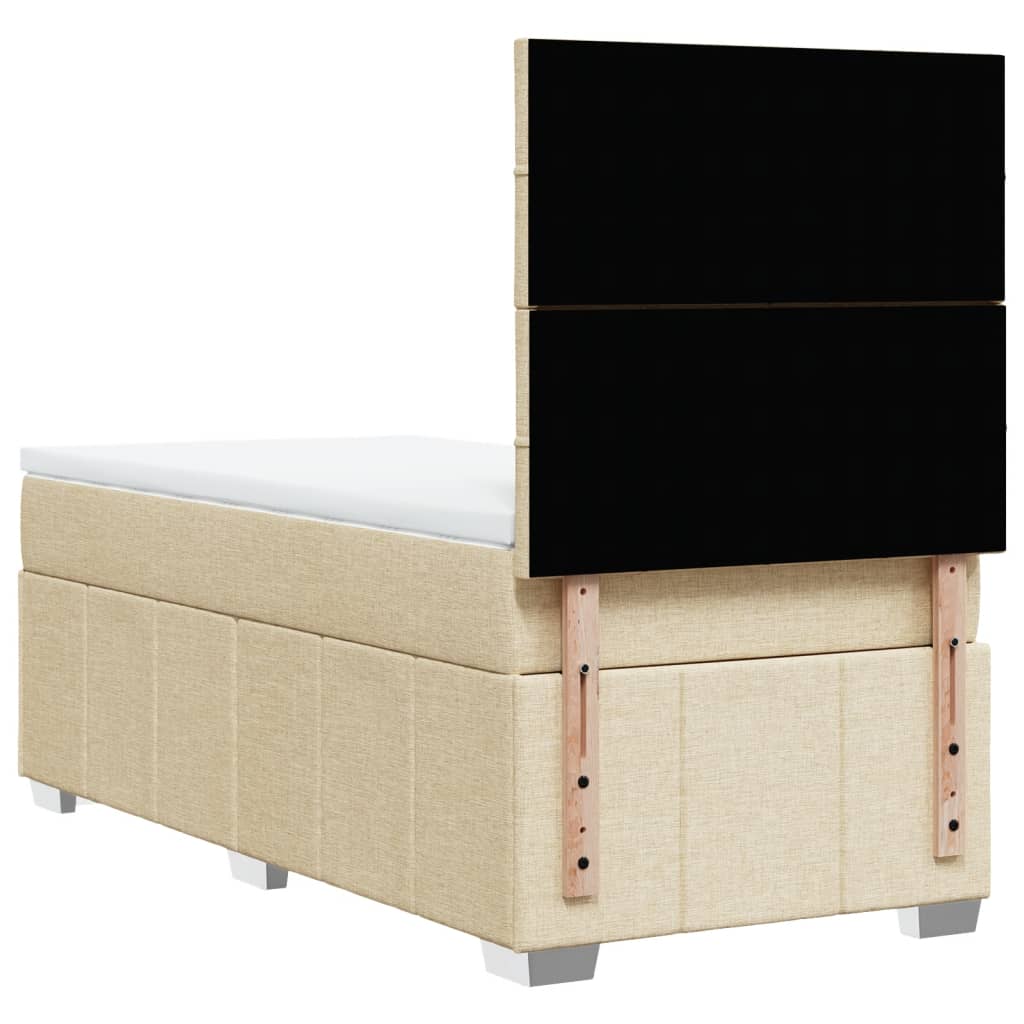 Κρεβάτι Boxspring με Στρώμα Κρεμ 80 x 200 εκ. Υφασμάτινο - Pakobazaar