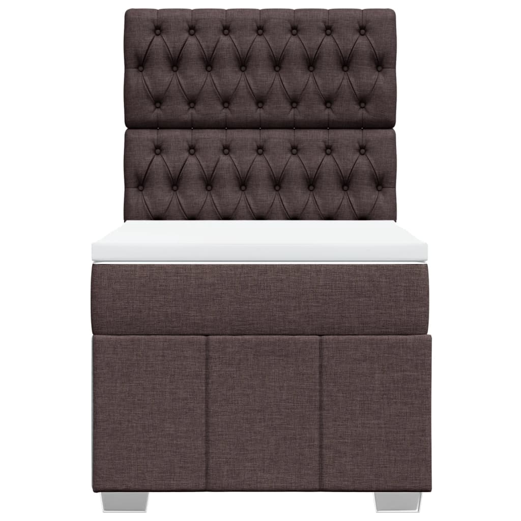 Κρεβάτι Boxspring με Στρώμα Σκούρο Καφέ 80x200 εκ. Υφασμάτινο