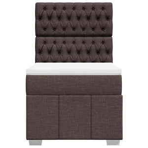 Κρεβάτι Boxspring με Στρώμα Σκούρο Καφέ 80x200 εκ. Υφασμάτινο