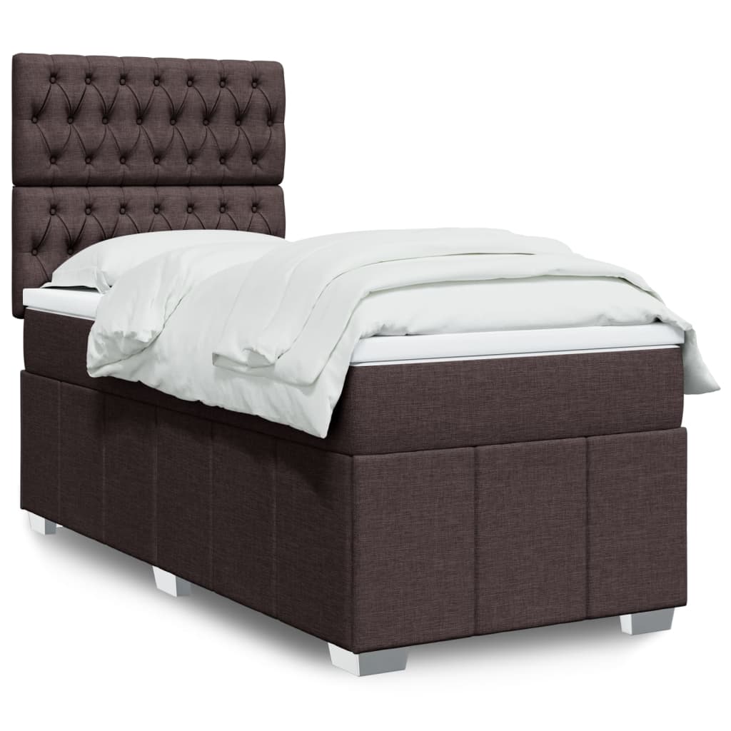 Κρεβάτι Boxspring με Στρώμα Σκούρο Καφέ 80x200 εκ. Υφασμάτινο