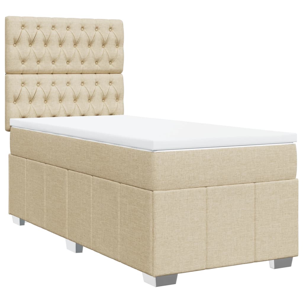 Κρεβάτι Boxspring με Στρώμα Κρεμ 80 x 200 εκ. Υφασμάτινο