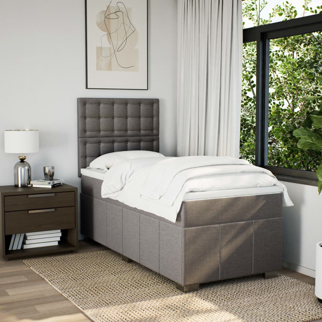 Κρεβάτι Boxspring με Στρώμα Taupe 80x200 εκ. Υφασμάτινο