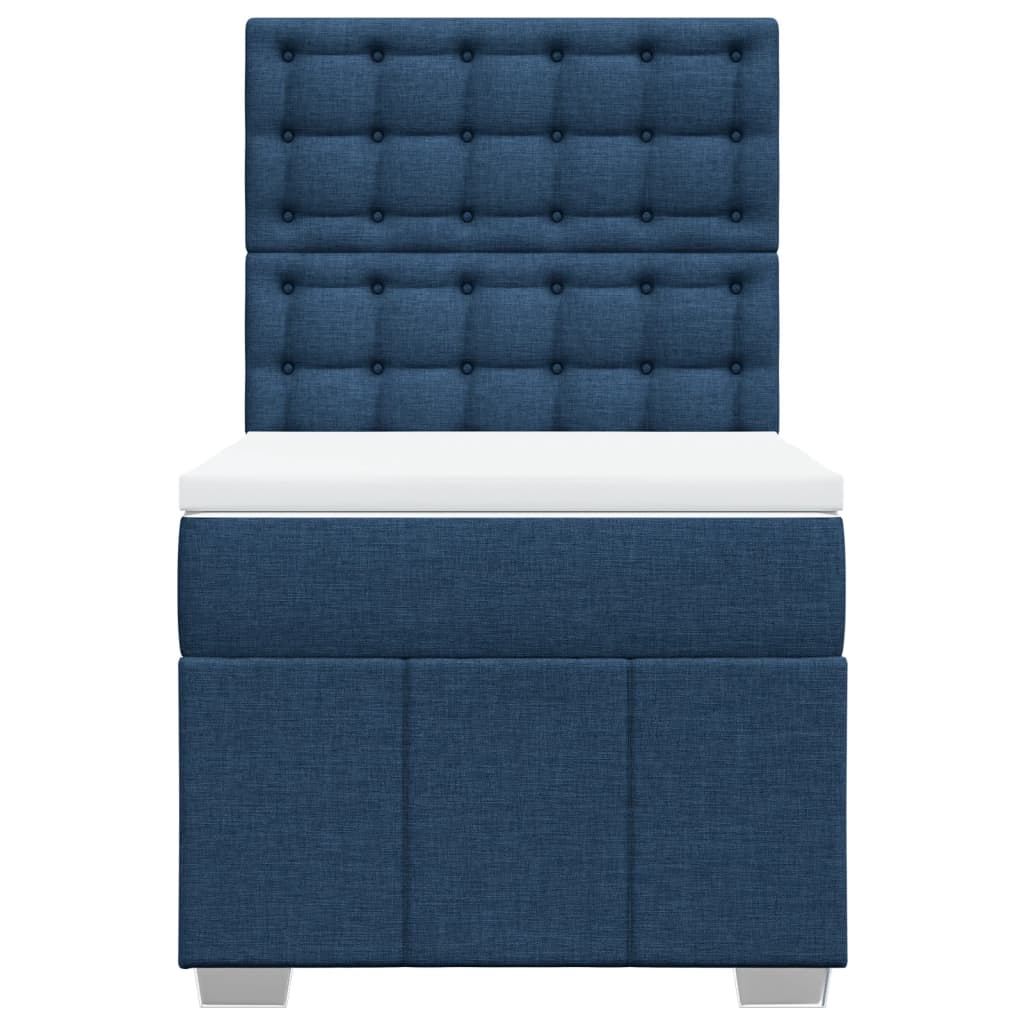 Κρεβάτι Boxspring με Στρώμα Μπλε 80x200 εκ. Υφασμάτινο