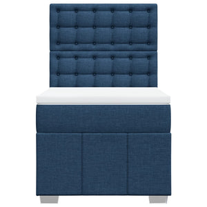 Κρεβάτι Boxspring με Στρώμα Μπλε 80x200 εκ. Υφασμάτινο - Pakobazaar