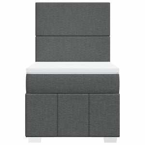 Κρεβάτι Boxspring με Στρώμα Σκούρο Γκρι 90x190 εκ. Υφασμάτινο - Pakobazaar