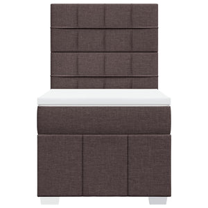 Κρεβάτι Boxspring με Στρώμα Σκούρο Καφέ 90x190 εκ. Υφασμάτινο