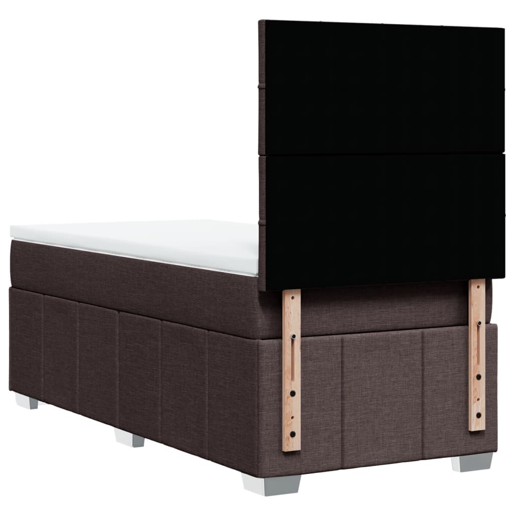 Κρεβάτι Boxspring με Στρώμα Σκούρο Καφέ 90x190 εκ. Υφασμάτινο
