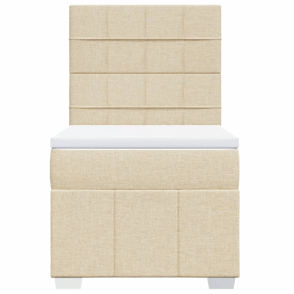 Κρεβάτι Boxspring με Στρώμα Κρεμ 90x190 εκ.Υφασμάτινο - Pakobazaar