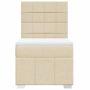 Κρεβάτι Boxspring με Στρώμα Κρεμ 90x190 εκ.Υφασμάτινο - Pakobazaar