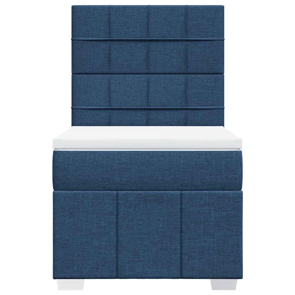 Κρεβάτι Boxspring με Στρώμα Μπλε 90x190 εκ.Υφασμάτινο