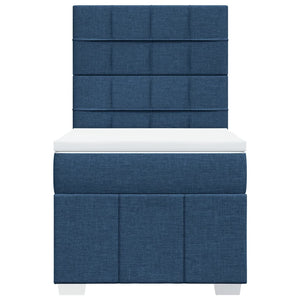 Κρεβάτι Boxspring με Στρώμα Μπλε 90x190 εκ.Υφασμάτινο
