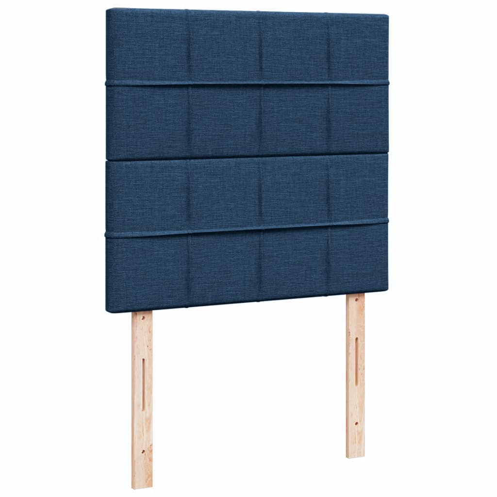 Κρεβάτι Boxspring με Στρώμα Μπλε 90x190 εκ.Υφασμάτινο
