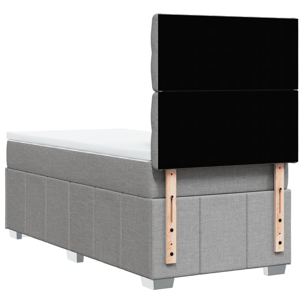 Κρεβάτι Boxspring με Στρώμα Ανοιχτό Γκρι 90x190 εκ. Υφασμάτινο - Pakobazaar
