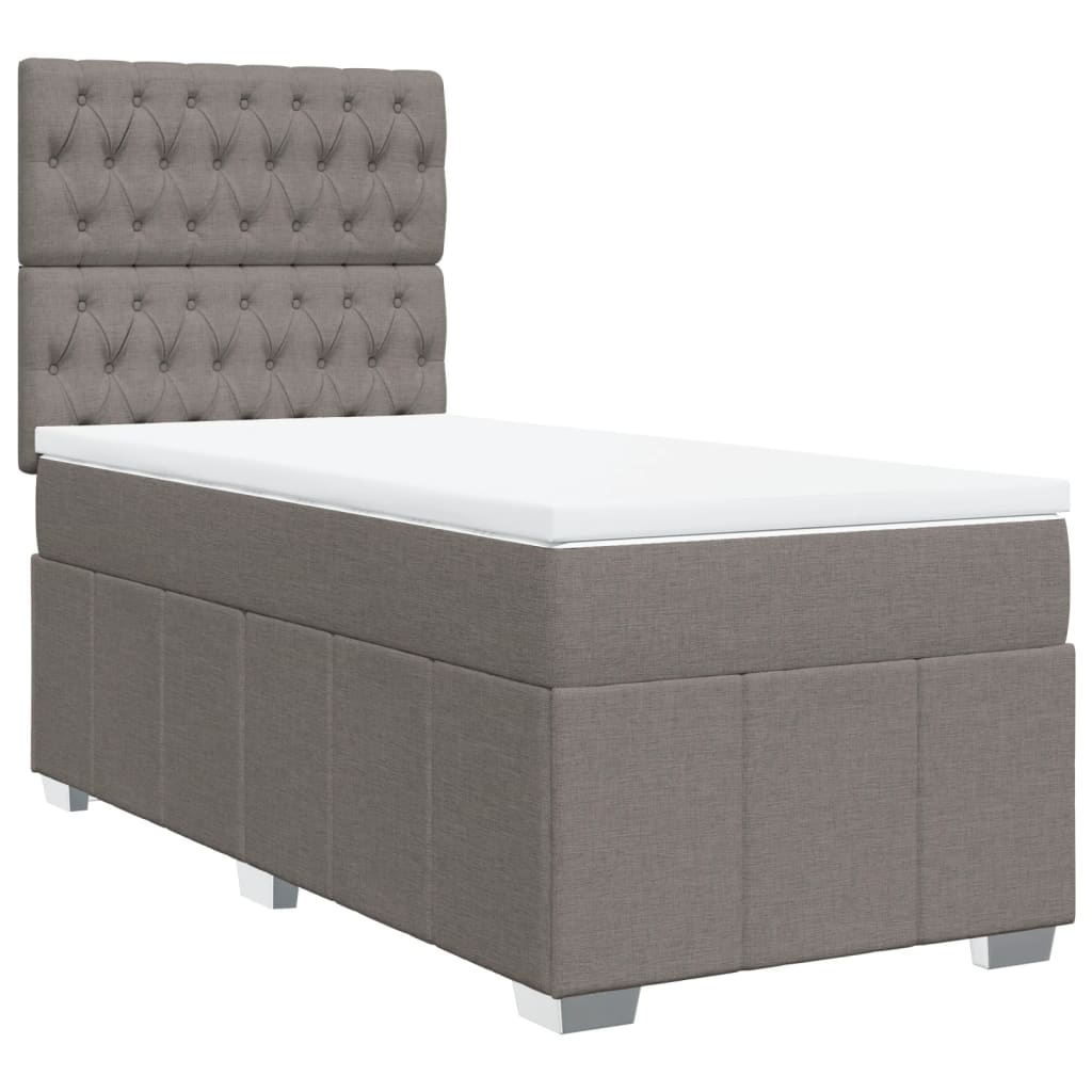 Κρεβάτι Boxspring με Στρώμα Taupe 90x190 εκ.Υφασμάτινο - Pakobazaar