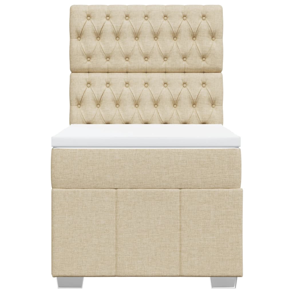 Κρεβάτι Boxspring με Στρώμα Κρεμ 90x190 εκ.Υφασμάτινο - Pakobazaar