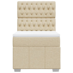Κρεβάτι Boxspring με Στρώμα Κρεμ 90x190 εκ.Υφασμάτινο - Pakobazaar