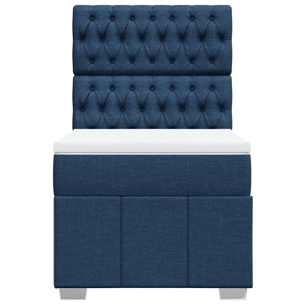 Κρεβάτι Boxspring με Στρώμα Μπλε 90x190 εκ.Υφασμάτινο - Pakobazaar