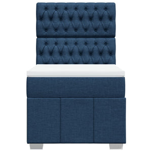 Κρεβάτι Boxspring με Στρώμα Μπλε 90x190 εκ.Υφασμάτινο - Pakobazaar