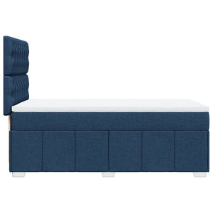 Κρεβάτι Boxspring με Στρώμα Μπλε 90x190 εκ.Υφασμάτινο - Pakobazaar