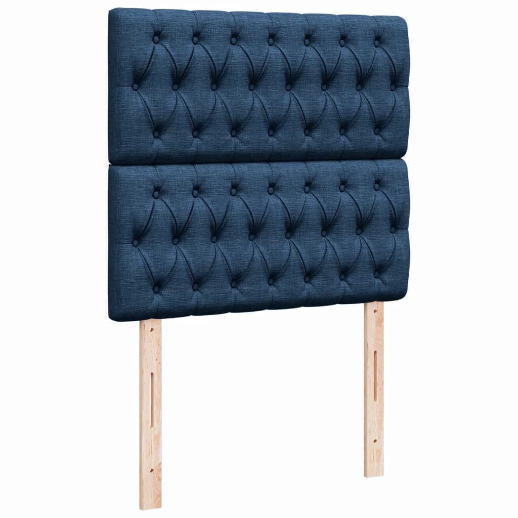Κρεβάτι Boxspring με Στρώμα Μπλε 90x190 εκ.Υφασμάτινο - Pakobazaar