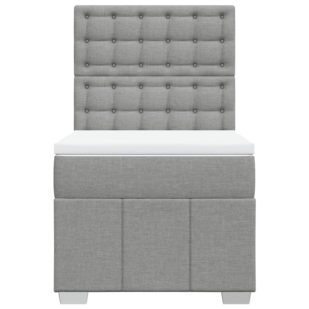Κρεβάτι Boxspring με Στρώμα Ανοιχτό Γκρι 90x190 εκ. Υφασμάτινο