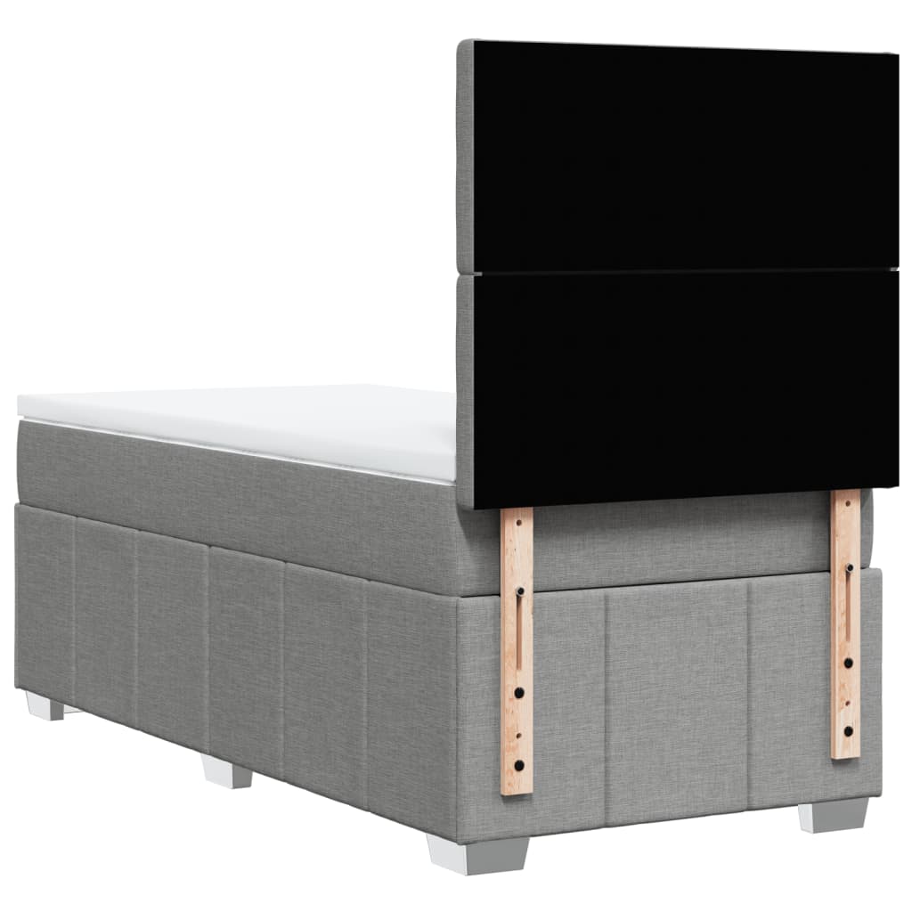 Κρεβάτι Boxspring με Στρώμα Ανοιχτό Γκρι 90x190 εκ. Υφασμάτινο