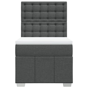 Κρεβάτι Boxspring με Στρώμα Σκούρο Γκρι 90x190 εκ. Υφασμάτινο - Pakobazaar