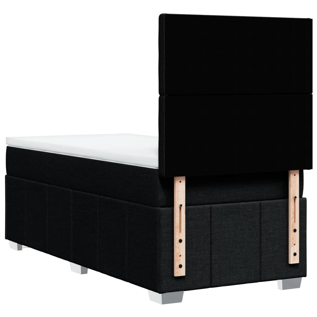 Κρεβάτι Boxspring με Στρώμα Μαύρο 90x190 εκ.Υφασμάτινο - Pakobazaar