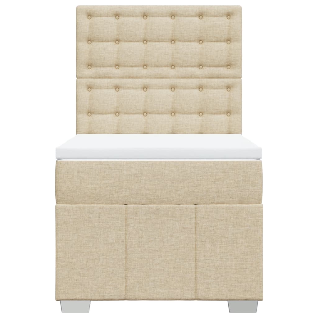Κρεβάτι Boxspring με Στρώμα Κρεμ 90x190 εκ.Υφασμάτινο - Pakobazaar
