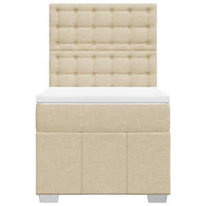 Κρεβάτι Boxspring με Στρώμα Κρεμ 90x190 εκ.Υφασμάτινο - Pakobazaar