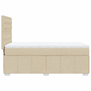 Κρεβάτι Boxspring με Στρώμα Κρεμ 90x190 εκ.Υφασμάτινο - Pakobazaar