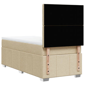 Κρεβάτι Boxspring με Στρώμα Κρεμ 90x190 εκ.Υφασμάτινο - Pakobazaar