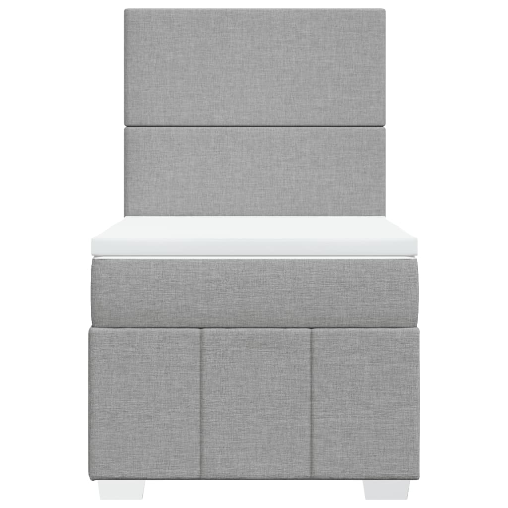 Κρεβάτι Boxspring με Στρώμα Ανοιχτό Γκρι 90x200 εκ. Υφασμάτινο - Pakobazaar