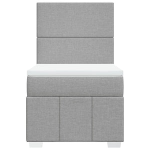 Κρεβάτι Boxspring με Στρώμα Ανοιχτό Γκρι 90x200 εκ. Υφασμάτινο - Pakobazaar