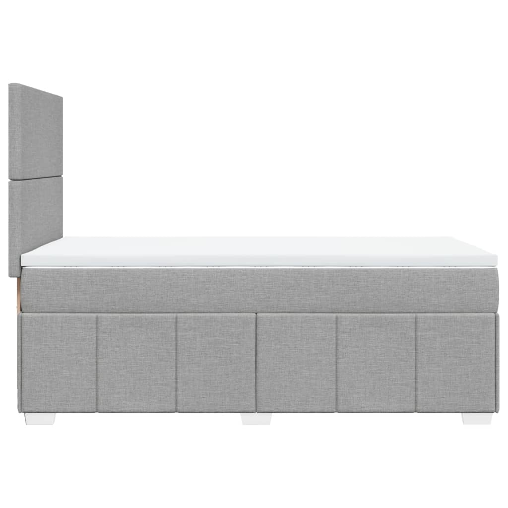 Κρεβάτι Boxspring με Στρώμα Ανοιχτό Γκρι 90x200 εκ. Υφασμάτινο - Pakobazaar