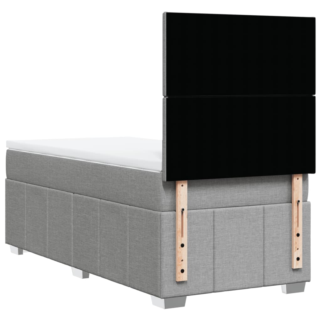 Κρεβάτι Boxspring με Στρώμα Ανοιχτό Γκρι 90x200 εκ. Υφασμάτινο - Pakobazaar