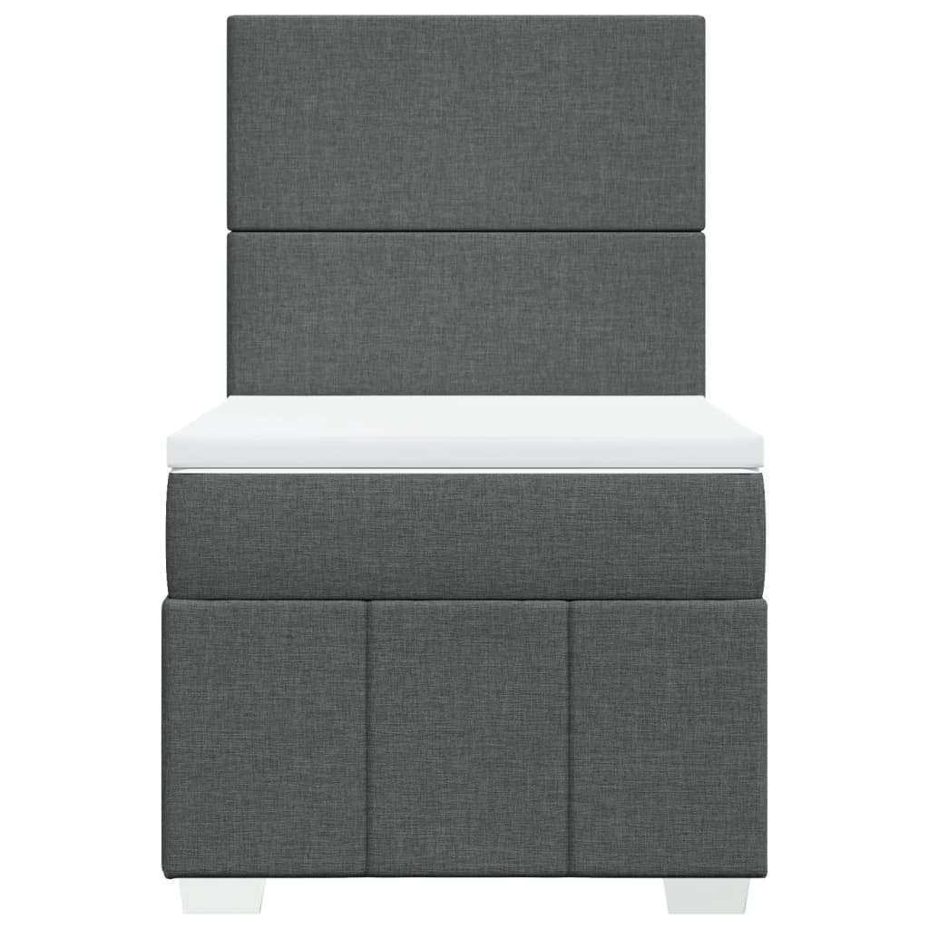 Κρεβάτι Boxspring με Στρώμα Σκούρο Γκρι 90x200 εκ. Υφασμάτινο - Pakobazaar