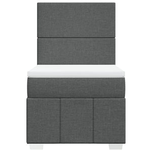 Κρεβάτι Boxspring με Στρώμα Σκούρο Γκρι 90x200 εκ. Υφασμάτινο - Pakobazaar