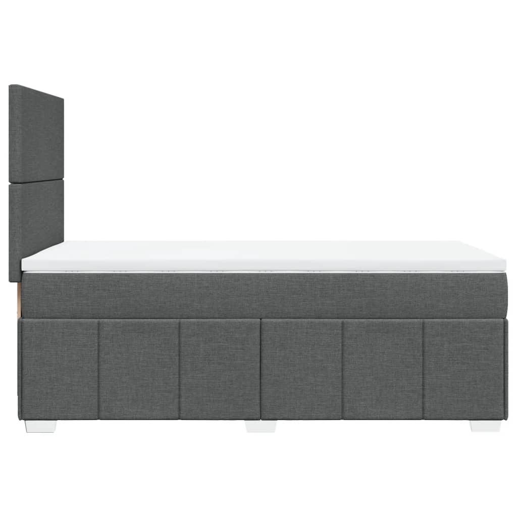 Κρεβάτι Boxspring με Στρώμα Σκούρο Γκρι 90x200 εκ. Υφασμάτινο - Pakobazaar