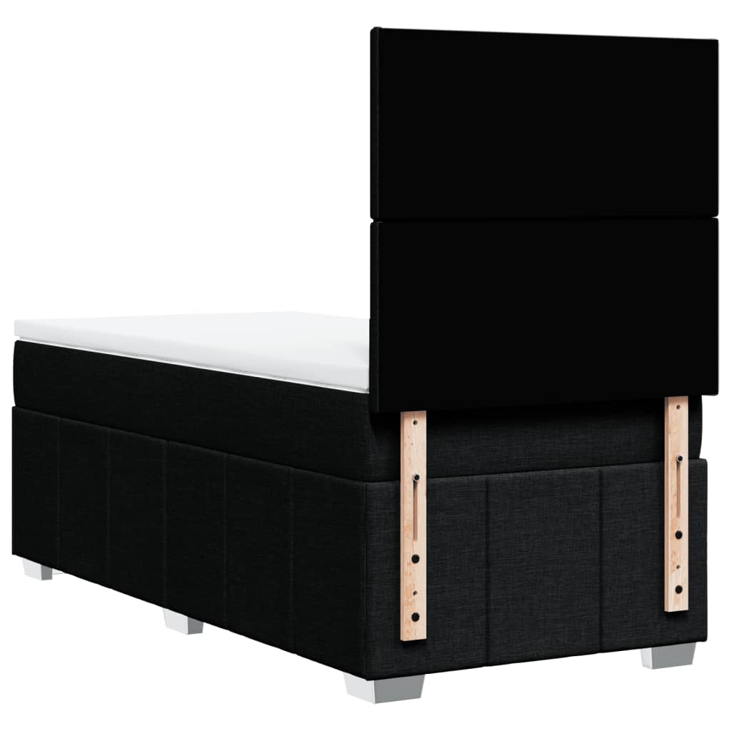Κρεβάτι Boxspring με Στρώμα Μαύρο 90x200 εκ. Υφασμάτινο - Pakobazaar