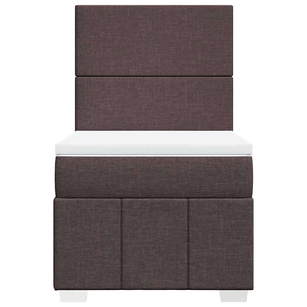 Κρεβάτι Boxspring με Στρώμα Σκούρο Καφέ 90x200 εκ. Υφασμάτινο - Pakobazaar