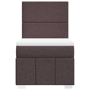 Κρεβάτι Boxspring με Στρώμα Σκούρο Καφέ 90x200 εκ. Υφασμάτινο - Pakobazaar