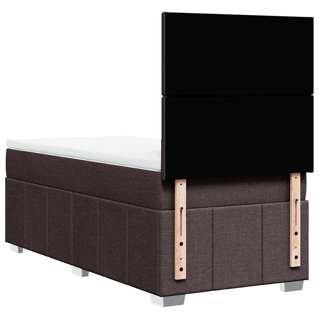 Κρεβάτι Boxspring με Στρώμα Σκούρο Καφέ 90x200 εκ. Υφασμάτινο - Pakobazaar