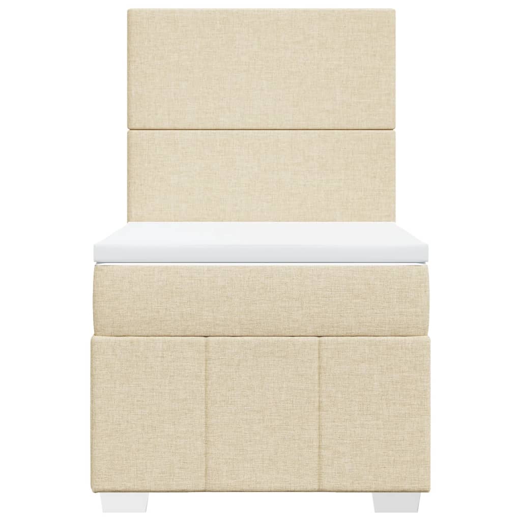 Κρεβάτι Boxspring με Στρώμα Κρεμ 90x200 εκ.Υφασμάτινο - Pakobazaar